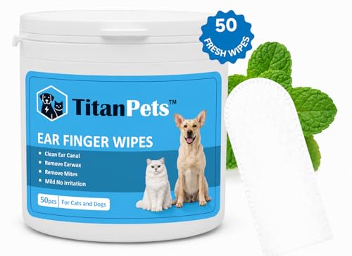 Image of Pet Ear Cleaner Finger Wipes for Dogs & Cats Gentle Ear Cleaning Wipes, Non-Woven Pets Ear Cleaning Finger Wipes | Removes Earwax, Dirt & Mites, Safe & Non-Irritating (50-Pcs)