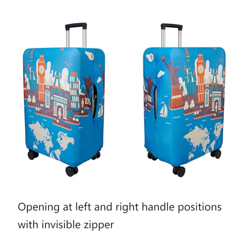 Image of WUJIAONIAO Travel Luggage Cover Baggage Suitcase Cover Protector Skins 18-32 Inch, Eiffel Tower, S (for 18--20 inch luggage)