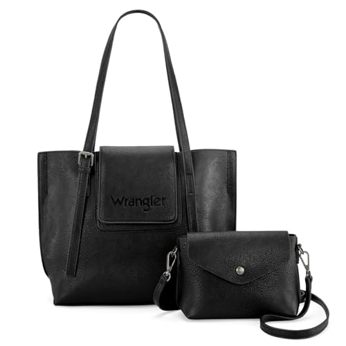 Montana West Wrangler 2Pcs Handbag Sets Purses for Women Medium Tote Bag Crossbody Purses