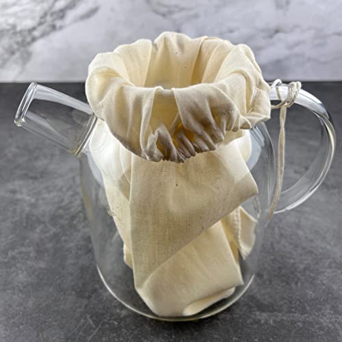 6 Pack - Pure Cotton Reusable Cold Brew Coffee Bag, 12 X 12 Inches, Round Corner Easy To Clean, Build-In Drawstring, Unbleached Pure Cotton, Eco-Friendly Cold Brew Coffee Filter #TOP2