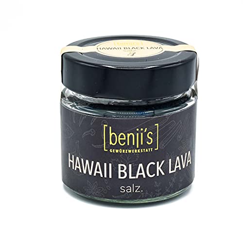 benji's HAWAII BLACK LAVA salz. Schwarzes Hawaiisalz zum Verzieren von Fleisch, Gemüse, Dekorsalz, Black Lava Salz Cover