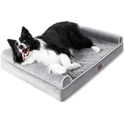 Figopage 28" Dog Beds for Medium Sized Dog, Waterproof Medium Dog Beds with Memory Foam Bolster, Washable Medium Dog Couch Bed with Removable Cover Up to 35 LBS Cover