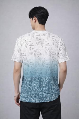 Image of London Hills Men's Cotton Printed Ombre Gradient T-Shirt | Loose Fit Casual Wear | Short Sleeve Crew Neck | Soft Breathable Fabric for Daily & Streetwear Use