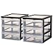 Produktbild Iris Ohyama, 2er-Set, Schubladenschrank, Schubladencontainer, 3 Schubladen mit 2 L, ergonomische Griffe, durchsichtige Schubladen, Büro, Wohnzimmer - Design Chest DC-A5 3 - Schwarz