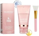 Collagen Night Wrapping Mask Peel-Off Overnight Collagen Face Mask - Deeply Hydrates & Firming & Glowy & Elasticity & Hydration Care, Reduces Sagging & Dullness - Hydrolyzed Collagen For Glowing Skin - Hydrates and Firming Skin, Glowing Skin 2.54 fl.oz (with Brush) (Pink 1PCS)