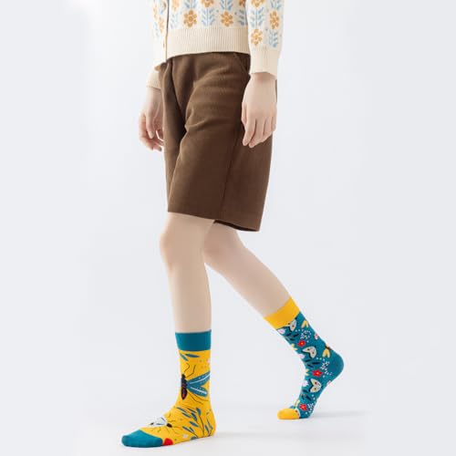 Image of 2 Pairs Cartoon Animal Crew Socks Fun Cotton Mid Calf Socks for Women