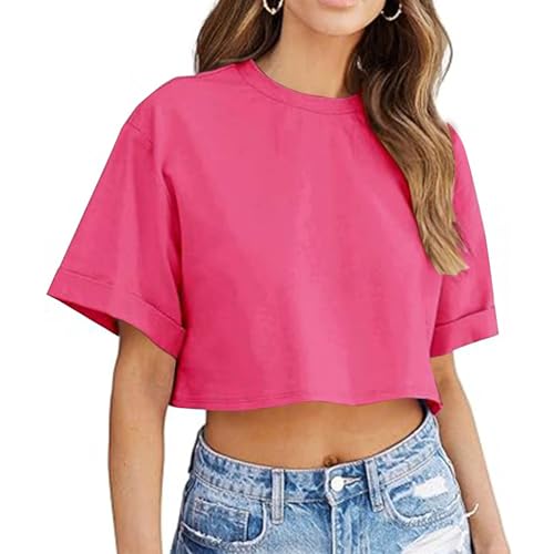 Womens Cropped T-Shirts Trendy Summer Tees Cute Casual Juniors Crop Tops Y2K Teen Girls Short Sleeve Crewneck Shirts3