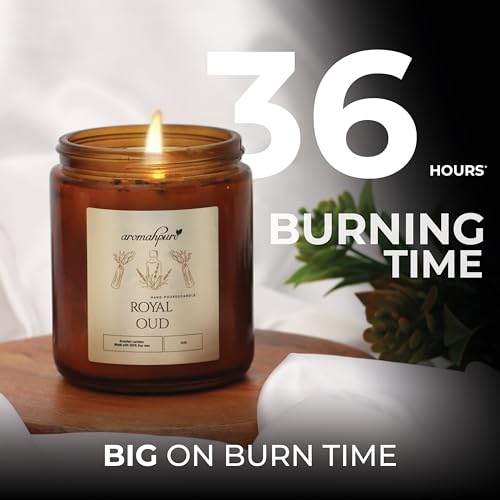 Aromahpure Premium Black Screw Jar Candle | Oudh Scented Candle | 100% Soy Wax, Smokeless Candle | Pack of 1 | Long Lasting Aroma Candles| Scented Candles for Home Decor, IFRA Certified