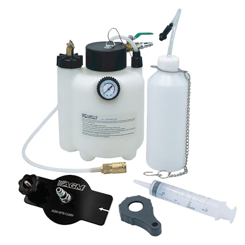 AGM Brake Bleeder Kit with Universal Adapter 3L Pressure Brake Bleeder System with Adjustable Reservoir Cap Bottle & Tools One Person Brake Fluid Bleeding Kit for ABS Vehicles & Air Compressors