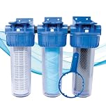 AQUASKUDO Filtro Acqua Rubinetto tre Stadi 3/4, Kit Filtro Acqua Sotto Lavello Made in Italy - Depuratore Acqua Domestico, Contenitore Filtri Anticalcare e Carboni Attivi