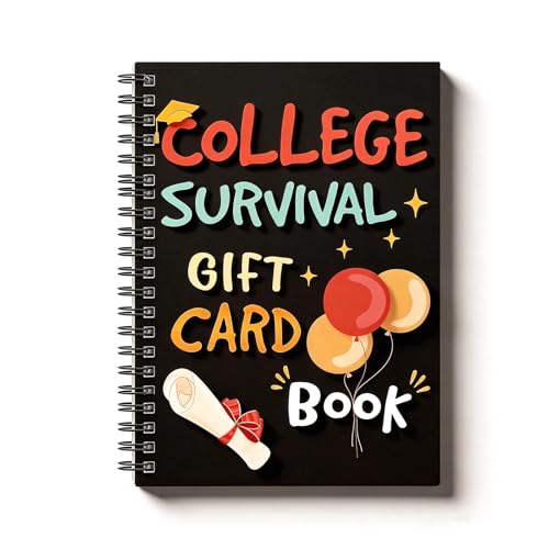 QNSJ College Survival Gift Card Book, Spiral-bound Students Graduation Booklet Organizer, 2026 College Survival Gifts, Suitable CollegeSurvival Care Package Cash Holder for Men and Women (A)