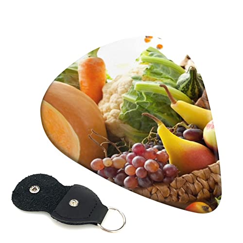 Lot de 6 médiators imprimés légumes et fruits pour guitare acoustique et électrique - Les Beatles, Paul McCartney, John Lennon, RIngo Starr, George Harrison Lot de 6 médiators imprimés légumes et fruits pour guitare acoustique et électrique