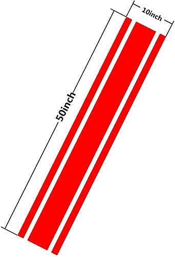 Madelyn 50Inx 10In Car Hood Stripe Sticker Auto Racing Body Side Stripe Decal Skirt Roof Hood Bumper Stripe Decal Vinyl Modified Stripe Decal Decoration For Car(Red) #TOP2