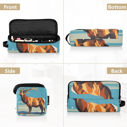 Bolsa de viaje para herramientas de cabello con almohadilla resistente al calor impermeable para planchas, rizadores y organizador de viaje con ilustraciones marrones de alce miniatura 5