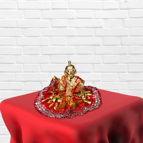 Image of Salvus APP SOLUTIONS Fabric Janmashtami Laddu Gopal Dress /Poshak for Krishna Idol - Pink 4x5 Inch Outfit for Kanha Ji, Bal Gopal, Thakur Ji