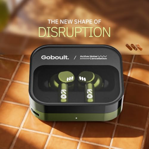 Image of GOBOULT Tenet Pro with ANC TWS Earbuds, 75H Playtime, Amp App Support, 32dB ANC, Quad Mic ENC, Dual Device Pairing, 13mm Driver Ear Buds, Bluetooth 6.0 Wireless Earbuds (Olive Green)