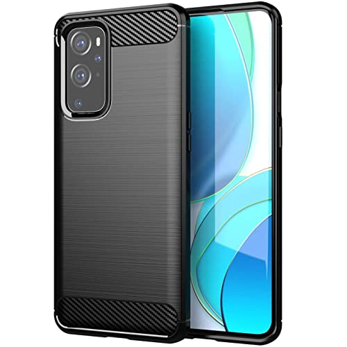 Vultic Carbon Fiber Case for OnePlus 9, Durable [Shock Absorption] Smooth Slim TPU Matte Lightweight Bumper Cover (Black)