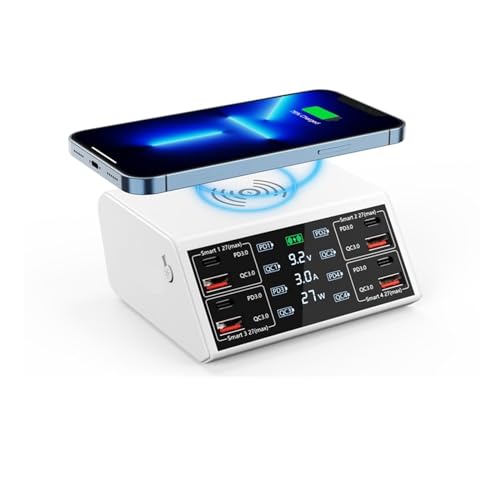 100W USB C �����[�d�X�e�[�V�����A4 QC3.0 + 4 PD3. PPS + ���C�����X�[�d�A9 in 1 �[�d�� ���L���݊���(AS838W White)