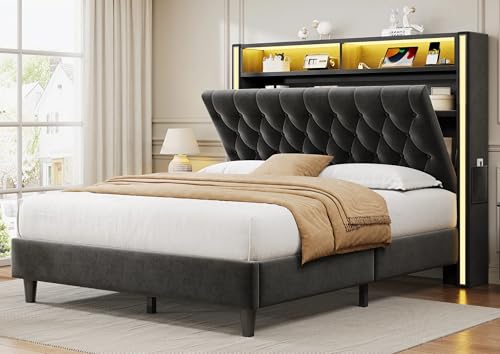 Jocoevol Queen Bed Frame with 53' Tall Headboard,...