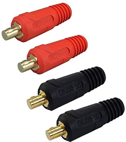 RIVERWELD TIG Welding Cable Panel Connector Plug DKJ35-50 315Amp with Red and Black Color Dinse-Style Quick Fitting 4pcs