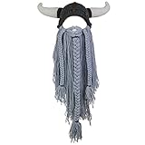 LUTICELI Viking Beard Hats Funny Beanie Hat Handmade Knit Wig Hat for Men Women