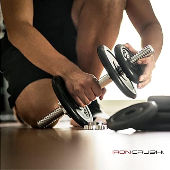 Standard 1 inch Cast Iron Weight plates - Superior Hammertone Finish, Wider Range 1.25-50 lbs Weights. Ideal for Dumbbell Handles, 1in Barbells, Adjustable Kettlebell Handles - Sold in Pairs