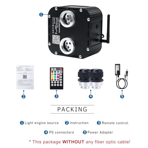 Image of AKEPO 50W Dual-Head Twinkle Fiber Optic Light Engine Replacement, RGBW Twinkle+APP Control+Music Activated+28-Key Remote for Home Fiber Optic Star Ceiling