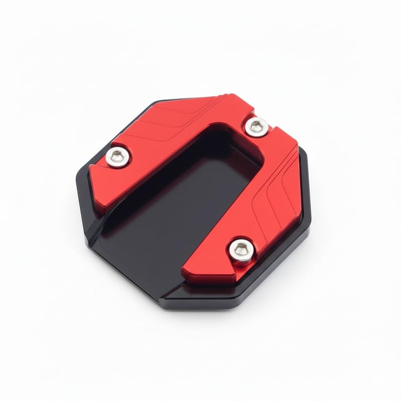 Standway Bike Universal Alluminium Scooter Motorcycle Kickstand Extender Foot Side Stand Extension Pad Support Plate Anti-Skid Enlarged Base Red for CB Unicorn