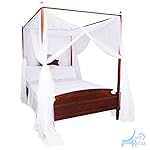 Just Relax Four Corner Post Decorative Elegant Bed Net Canopy Set, White, Full/Queen/King, 86.6x78.7x98.4 Inches - Image 5