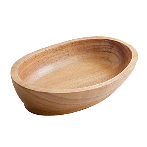 Image of FABLOFT Wooden Salad Serving Bowl Fruit Snacks Cake Dessert Ice Cream Angled Bowl L
