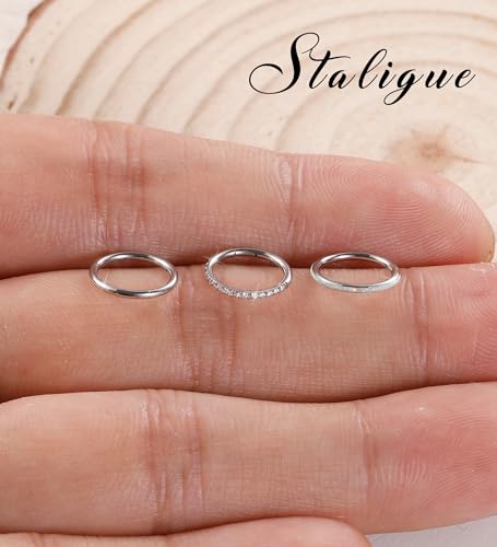 3pcs Nose Rings Hoops - 316L Surgical Steel Hinged Nose Hoops 16G/18G/20G CZ Clicker Septum Nose Ring Lip Helix Cartilage Hoop Earring Daith Rook Conch Body Piercing Jewelry for Women Men 8mm 10mm4