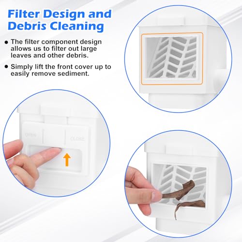 WADEO-Rainwater-Collection-System-Downspout-Diverter-Fits-for-2x-3-or-3x-4-Residential-Downspouts-Rain-Barrel-Diverter-Kit-with-Adjustable-Valve-and-Filter-5FT-Hose-White