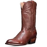 ÜBERLEGENE KONSTRUKTION: Verleihen Sie Ihrem Outfit einen traditionellen Touch mit diesen runden Zehenstiefeln mit Leder bedrucktem Obermaterial. Diese westlichen Trend-Stiefel sind mit einem Obermaterial aus Kunstleder und einem Mesh-Futter für jahrelange Haltbarkeit ausgestattet.