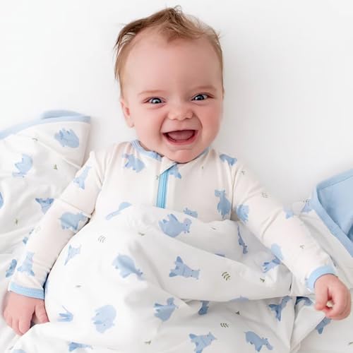 Image of Bamboo Little Soft Baby Footie Pajamas, Baby Clothes, Newborn Sleepers, 95% Viscose and 5% Spandex, 0-24 Months