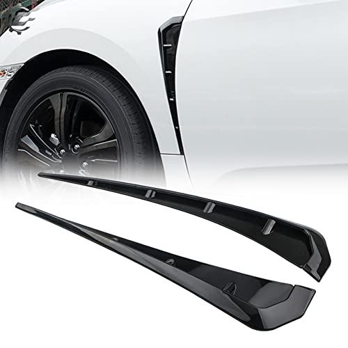 GreceYou 1Pair Car Fender Side Vents Universal ABS Spoiler Car Vent Air Flow Fender Intake Sticker Decor Auto Exterior Decoration Accessories Car Styling Stickers (Black)