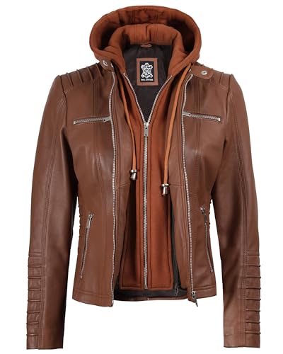 Blingsoul Leather Jacket Women - Real Lambskin Womens Leather Jackets with Removable Hood4