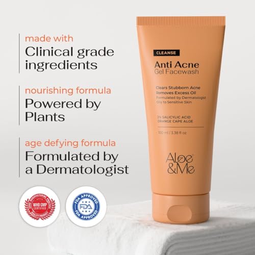Image of Aloe & Me Anti Acne Face Cleanser With Orange Cape Aloe | Reduces Acne and Unclogs Pores 100 ml