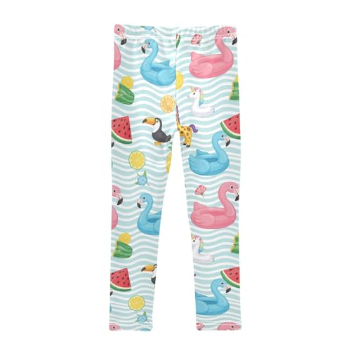 J JOYSAY Summer Flamingo Fruit Girls Leggings Soft Comfortable Stretchy Kids Girls Pants Size 4-10T2