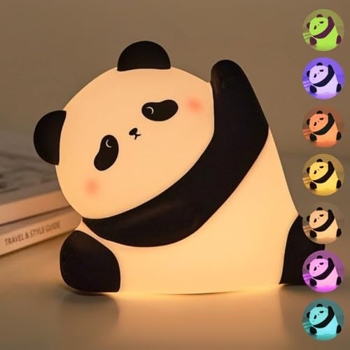 Image of One94Store Rechargeable Silicone Panda Night Light for Kids | Kung Fu Panda Inspired 7-Color LED Lamp | Soft BPA-Free Bedside Nightlight | Cute Room Decor & Gift for Toddlers, Teens & Valentine's Day