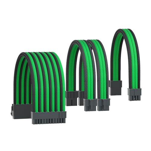 ASTRAL COOLER PSU Cable Extension,18AWG Power Supply Cable Extension with Cable Combs,24Pin ATX/8Pin EPS/2x8Pin PCI-E,Black Connector(Black/Green)