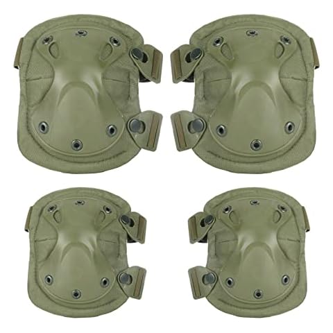 BAIGIO Taktisch Knieschoner Ellenbogenschützer Militär Protektoren Set Knieschützer für CS Paintball Jagd Airsoft (Armeegrün) Cover