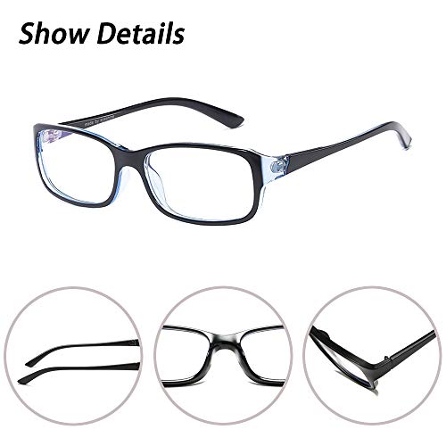 Qecepei Classic Rectangle Eyewear Frame Blue Light Blocking Full Rim Non-Prescription Clear Lens Glasses(Blue) #TOP3