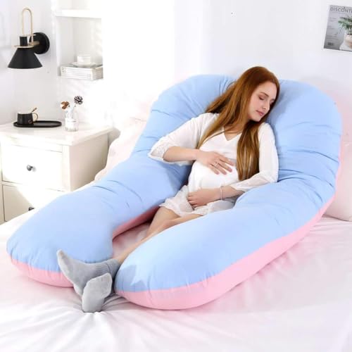 Image of Safe Multifunctional Microfiber U Shaped Pregnancy Pillow /Maternity Pillow. (Pink-Blue-U)