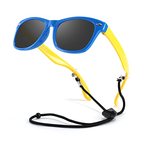 FEISEDY Kids Polarized Sunglasses Rubber Frame Children Sun Glasses UV400 Fashion Boys Girls Age 3-12 with Boxes B2830