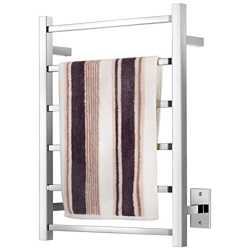 🔥 Crazy Deals Sharpeye Electric Towel Warmer Wall Mounted & Hard-Wired,304 Stainless Steel 6 Square Bars Bathroom Towel Rack Heater 26.7x20.4 inch (HxW) Mirror Polished