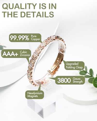 Feraco Pure Copper Bracelets for Women, Ultra Strength Magnetic Therapy Bracelet for Pain Relief with 3800 Gauss Magnets - Image 4