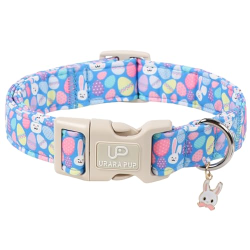 Image of Easter Day Dog Collar, UP URARA PUP Easter Bunny Adjustable Pet Collar with Quick Release, Colorful Rabbits Dog Collars for Small Medium Large Dogs