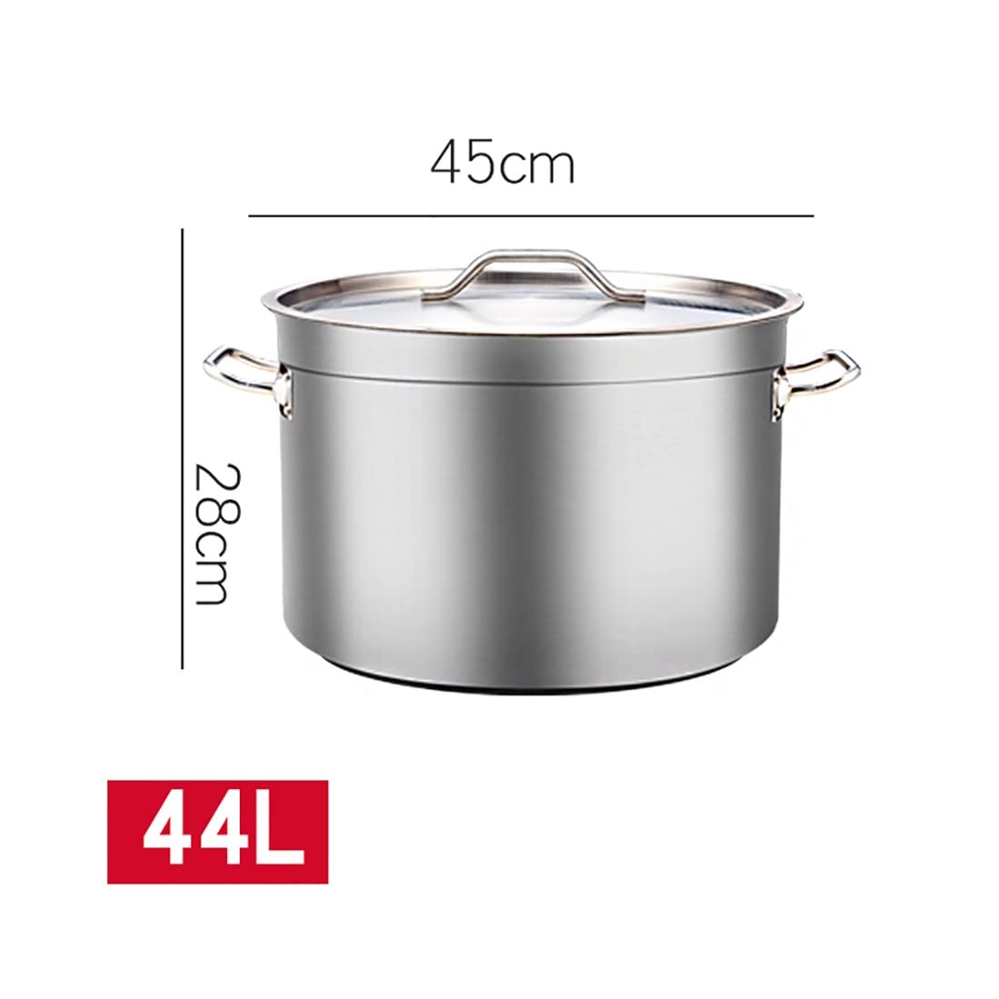 Generisch Edelstahltopf, induktionsgeeigneter Edelstahl-Suppeneimer, dickwandiger runder Topf für den gewerblichen Einsatz, großes Fassungsvermögen (24 Liter) (44 Liter)