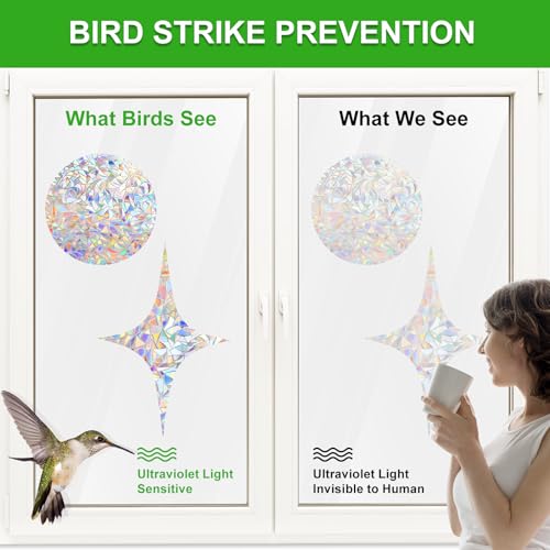Image of DELLAN 42 Pcs Window Clings Decals to Prevent Birds Strikes, StarRound