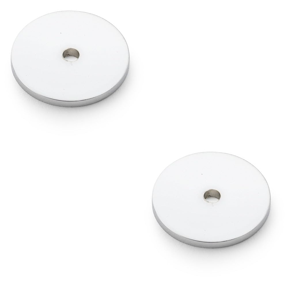 Loops Polished Chrome 2 Pack - Round Kitchen Door Knob Backplate - 30Mm Diameter Circular Plate